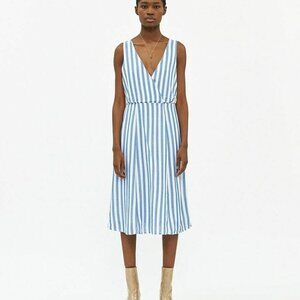Stelen‎ Womens Blue White Striped Sleeveless Dress